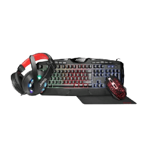 Jedel CP-04 Knights Templar Elite 4-in-1 Gaming Kit - Backlit RGB Keyboard, 1000 DPI RGB Mouse, 40mm Driver RGB Headset, XL Mouse Mat