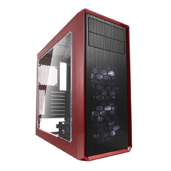 Fractal Design Focus G (Mystic Red) Gaming Case w/ Clear Window, ATX, 2 White LED Fans, Kensington Bracket, Filtered Front, Top & Base Air Intakes