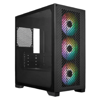 Cooler Master Elite 301 Gaming Case w/ Glass Side, Micro ATX, 3x ARGB Fans, PSU Shroud, Intake Grill, USB-C, Black