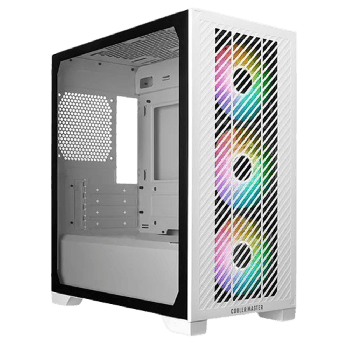 Cooler Master Elite 301 Gaming Case w/ Glass Side, Micro ATX, 3x ARGB Fans, PSU Shroud, Intake Grill, USB-C, White