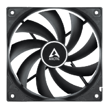 Arctic F12 12cm PWM PST Case Fan, Black, 9 Blades, Fluid Dynamic, 230-1350 RPM, 6 Year Warranty