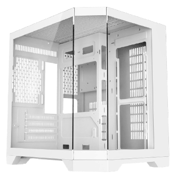 DS240 White Micro-ATX Gaming Case With Dual Chamber Panoramic Tempered Glass With 6 Port PWM Hub