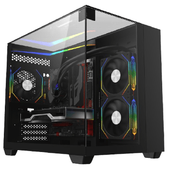 Eclipse Black Micro-ATX Gaming Case With Three-Sided Tempered Glass and LED Strip With 3 x 120mm CiT Eclipse Infinity ARGB Fans