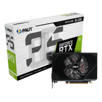 Palit RTX3050 StormX, PCIe4, 6GB DDR6, DVI, HDMI, DP, 1470MHz Clock, Compact Design
