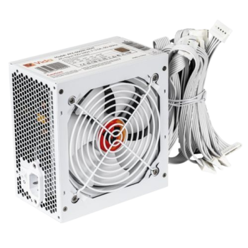 Vida 500W ATX PSU, 80+ Bronze, Fluid Dynamic Ultra-Quiet Fan, PCIe, Flat White Cables, Power Lead Not Included, White