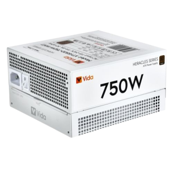 Vida 750W Heracles White ATX Gaming PSU, 80+ Bronze, 14cm Ultra-Quiet FDM Fan, Flat White Cables, Power Lead Not Included