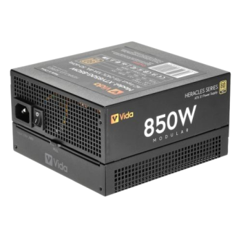 Vida 850W Heracles Black ATX 3.1 Gaming PSU, 80+ Gold, Fully Modular, 14cm Ultra-Quiet FDM Fan, Flat Black Cables, PCIe 5.1, Power Lead Not Included